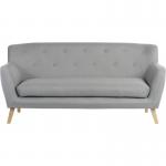 Teknik Office Skandi 3 seater sofa in grey fabric, button detailed back and wooden feet 6982