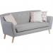 Teknik Office Skandi 3 seater sofa in grey fabric, button detailed back and wooden feet 6982