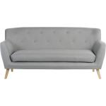 Teknik Office Skandi 3 seater sofa in grey fabric, button detailed back and wooden feet