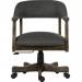 Teknik Office Captain Grey Executive traditional study chair in grey fabric with driftwood finish on arms and five star base and matching padded armre 6983