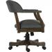 Teknik Office Captain Grey Executive traditional study chair in grey fabric with driftwood finish on arms and five star base and matching padded armre