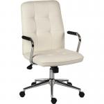 Teknik Office Piano Executive contemporary chair in white bonded leather with unique chrome and soft touch PU armrests 6984