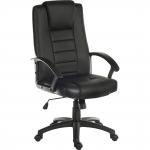 Teknik Office Leader Executive Bonded Leather faced chair in Black with a nylon base and matching armrests 6987