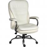 Teknik Office Goliath Heavy Duty White Bonded Leather Faced Executive Office Chair with matching padded armrests 6988