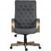 Teknik Office Warwick Grey Fabric Traditional Button Back Chair with driftwood effect arms and base. 6993