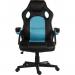 Kyoto Gaming chair in Blue PU & PVC covered contrasting materials with fixed padded arms, racing style backrest design 6995