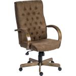 Teknik Office Warwick Executive Suede Effect Traditional Button Back Chair with matching driftwood wood effect arms and base. 7400