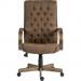 Teknik Office Warwick Executive Suede Effect Traditional Button Back Chair with matching driftwood wood effect arms and base. 7400