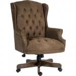 Teknik Office Chairman Executive Suede Effect traditional button tufted luxury executive chair with a complementing driftwood effect base. 7500