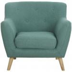 Teknik Office Skandi Armchair in ocean green fabric with button back and wooden feet 7980