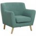 Teknik Office Skandi Armchair in ocean green fabric with button back and wooden feet 7980