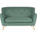 Teknik Office Skandi 2 seater sofa in ocean green fabric, button detailed back and wooden feet 7981