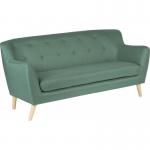 Teknik Office Skandi 3 seater sofa in ocean green fabric, button detailed back and wooden feet 7982