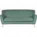 Teknik Office Skandi 3 seater sofa in ocean green fabric, button detailed back and wooden feet 7982