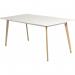 Teknik Office Skandi Rectangular Table in White with wipe clean top, beech legs and easy self assembly 8100
