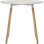 Teknik Office Skandi Round Table in White with wipe clean top, beech legs and easy self assembly 8300