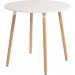 Teknik Office Skandi Round Table in White with wipe clean top, beech legs and easy self assembly 8300
