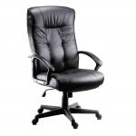 Teknik Office Gloucester Black Executive High Back Leather Faced Chair with Matching Black Nylon Arm Rests