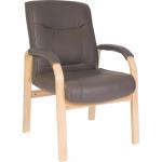 Teknik Office Richmond Brown Bonded Leather 4 Legged Visitor Chair Matching Removable Padded Armrests