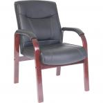 Teknik Office Kingston Black Visitor Bonded Leather Chair With Mahogany Effect Arm Frame 8511MDM