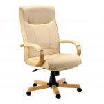 Teknik Office Knightsbridge Cream Bonded Leather Executive Chair with Matching Removable Padded Armrests 8513