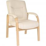 Teknik Office Knightsbridge Cream Bonded Leather 4 Legged Visitor Chair Matching Removable Padded Armrests 8513MDK