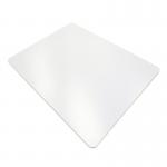 This image features the Teknik Office PVC Chair Mat for Hard Floors. It is smooth backed with a lightly embossed top surface, measuring 900x1200mm. The mat is designed to protect hard floors and provide a sturdy surface for office chairs.