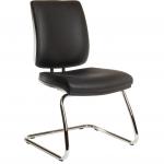 Teknik Office Ergo Visitor Deluxe Black PU Wipe Clean Cantilever Chrome Framed Chair Certified To 160Kg 9300PU