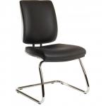 Teknik Office Ergo Visitor Deluxe Black PU Wipe Clean Cantilever Chrome Framed Chair Certified To 160Kg 9300PUBLK