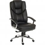 Teknik Office Skyline Black Leather Faced Executive Chair with Steel Base and Matching Padded Armrests