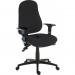 Teknik Office Ergo Comfort Black Fabric high back executive operator chair with pump up lumbar support. With Comfort Arm Rests 9500AIRBLACK/0270