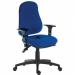 Teknik Office Ergo Comfort Blue Fabric high back executive operator chair with pump up lumbar support. With Comfort Arm Rests. 9500AIRBLUE/0270