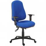 Teknik Office Ergo Comfort Blue Fabric high back executive operator chair, certified for 24hr use. With Comfort Arm Rests  9500BLU/0270