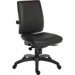 Teknik Office Ergo Plus Black Leather Look 24 Hr Operator Chair Standard Black Nylon Base Optional Arm Rests