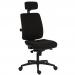 Teknik Office Ergo Plus Black Fabric 24 Hour Chair Headrest And Black Ultra Pyramid Base Rated up to 24 Stone Optional Arm Rests 9700BLK/R520