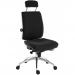 Teknik Office Ergo Plus Black Fabric 24 Hour Chair With Headrest Aluminium Pyramid Base Rated up to 24 Stone Optional Arm Rests 9700BLK/R530