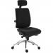 Teknik Office Ergo Plus Black Fabric 24 Hour Chair With Headrest Aluminium Pyramid Base Rated up to 24 Stone Optional Arm Rests 9700BLK/R530