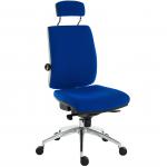Teknik Office Ergo Plus Blue Fabric 24 Hour Chair Headrest Aluminium Pyramid Base Rated up to 24 Stone Optional Arm Rests