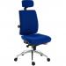 Teknik Office Ergo Plus Blue Fabric 24 Hour Chair Headrest Aluminium Pyramid Base Rated up to 24 Stone Optional Arm Rests 9700BLU/R530