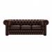 Teknik Office Chesterfield 3 seater button back leather sofa in Antique Brown with scrolled arms, elegant turned legs and pigmented leather  9900001AB