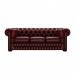 Teknik Office Chesterfield 3 seater button back leather sofa in Antique Red with scrolled arms, elegant turned legs and pigmented leather  9900001AR