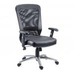 Teknik Office Breeze Contemporary Executive Mesh And Bonded Leather Chair With Height Adjustable Arms B580C