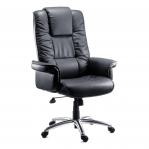 Teknik Office Lombard Black Bonded Leather Executive Armchair with Gull Wing Closed Armrests and Aluminium Base B9001C