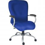 Teknik Office Titan Heavy Duty Blue Fabric Executive Office Chair Padded Armrests and Gun Metal Base
