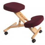 Teknik Office Posture Wooden Framed Ergonomic Kneeling Chair With Burgundy Fabric Cushions