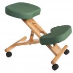 Teknik Office Posture Wooden Framed Ergonomic Kneeling Chair With Green Fabric Cushions