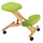 Teknik Office Posture Wooden Framed Ergonomic Kneeling Chair With Lime Green Fabric Cushions