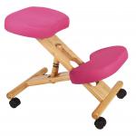 Teknik Office Posture Wooden Framed Ergonomic Kneeling Chair With Pink Fabric Cushions