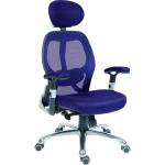 Teknik Office Cobham Blue Executive Chair Breathable Mesh Backrest And Matching Height Adjustable Padded Armrests OA013BL