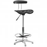 Teknik Office Tek Black Draughting Chair with Polished Steel Footring